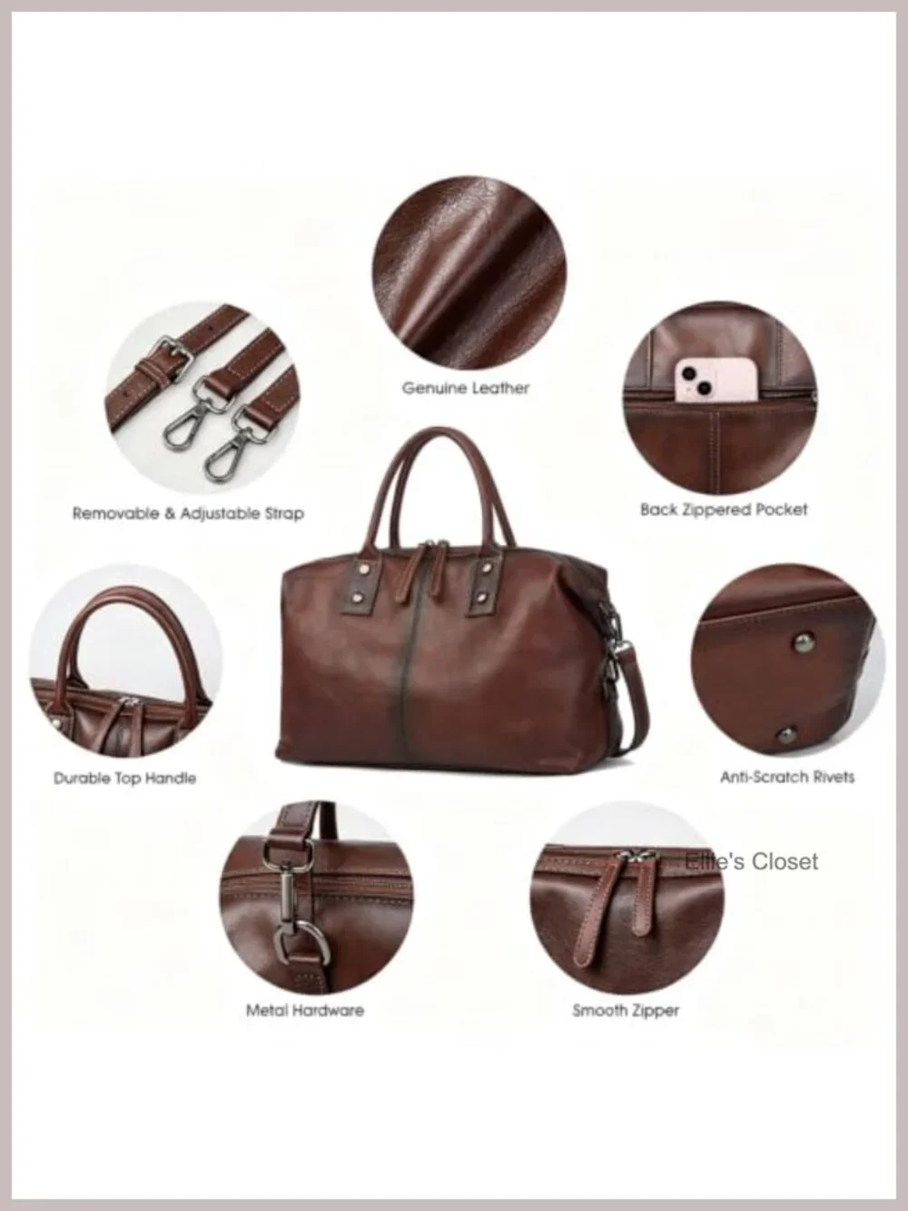 Genuine Leather Satchel Tote Bag Top Handle Designer Shoulder Bag